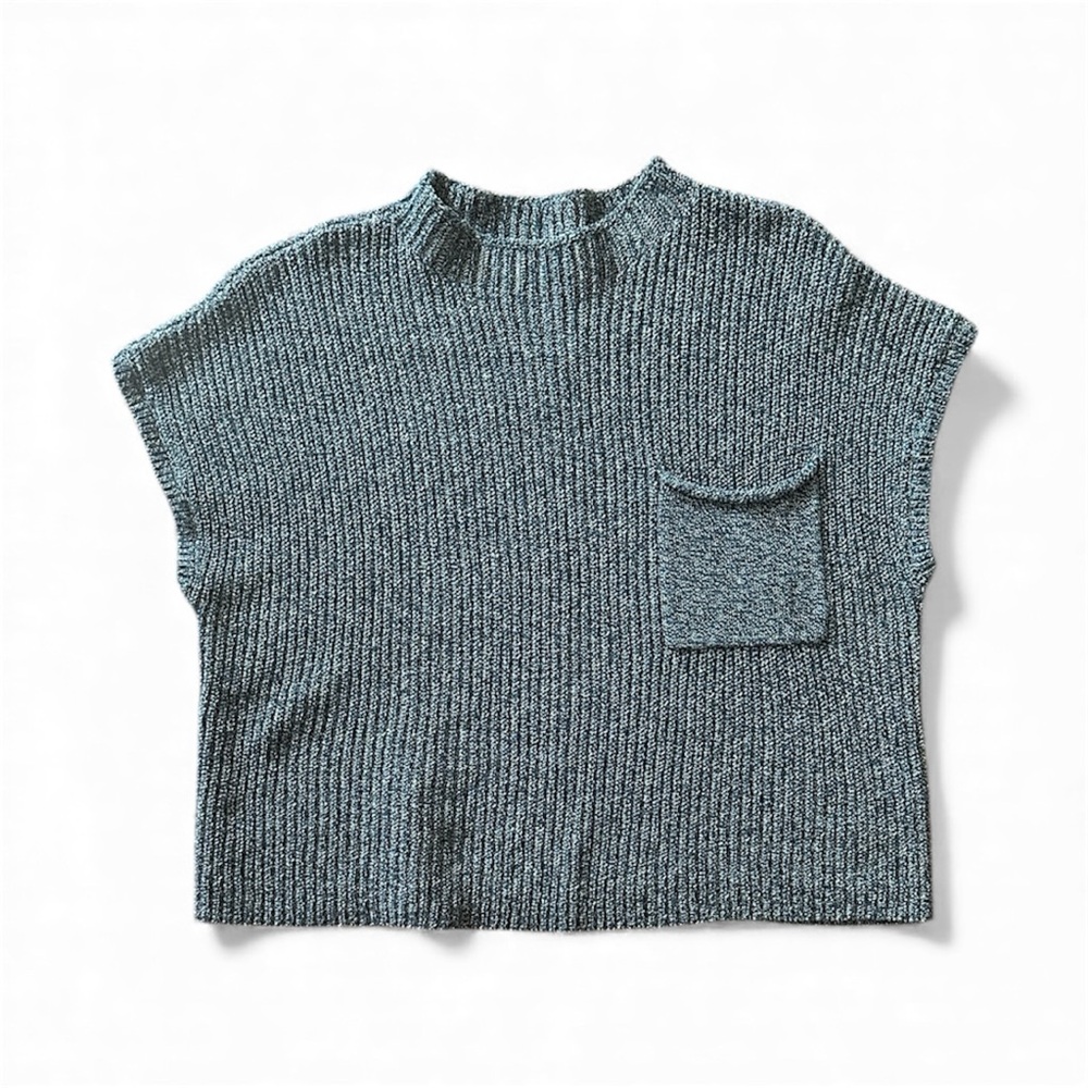 Free People Freya Short Sleeve Sweater in a Blue‎ White